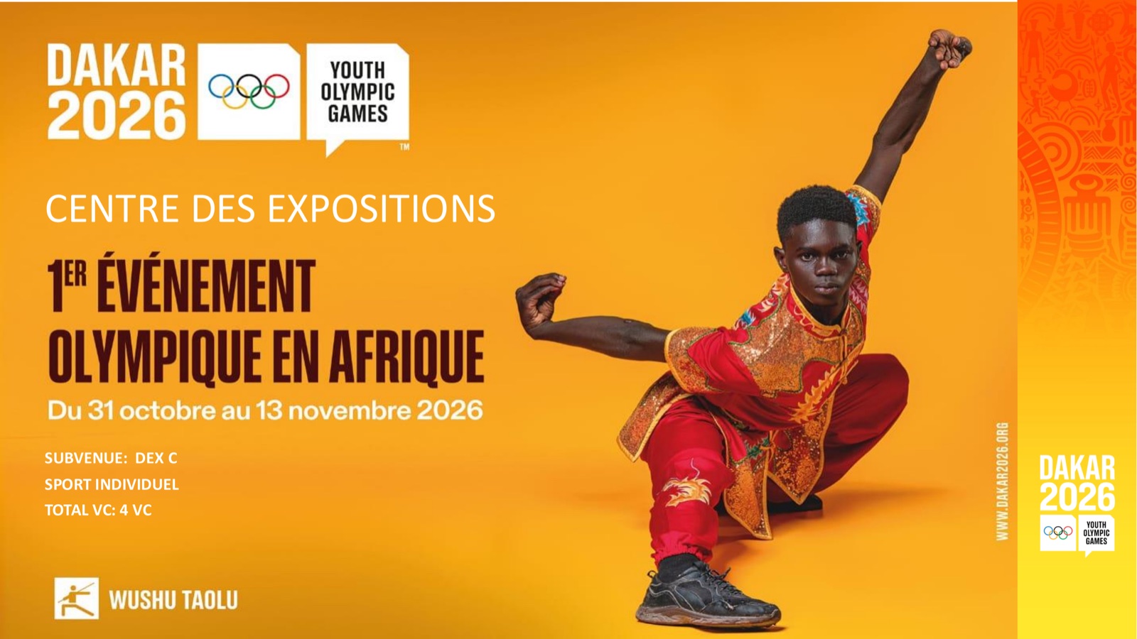Dakar 2026 Youth Olympic Games Wushu Taolu official visual